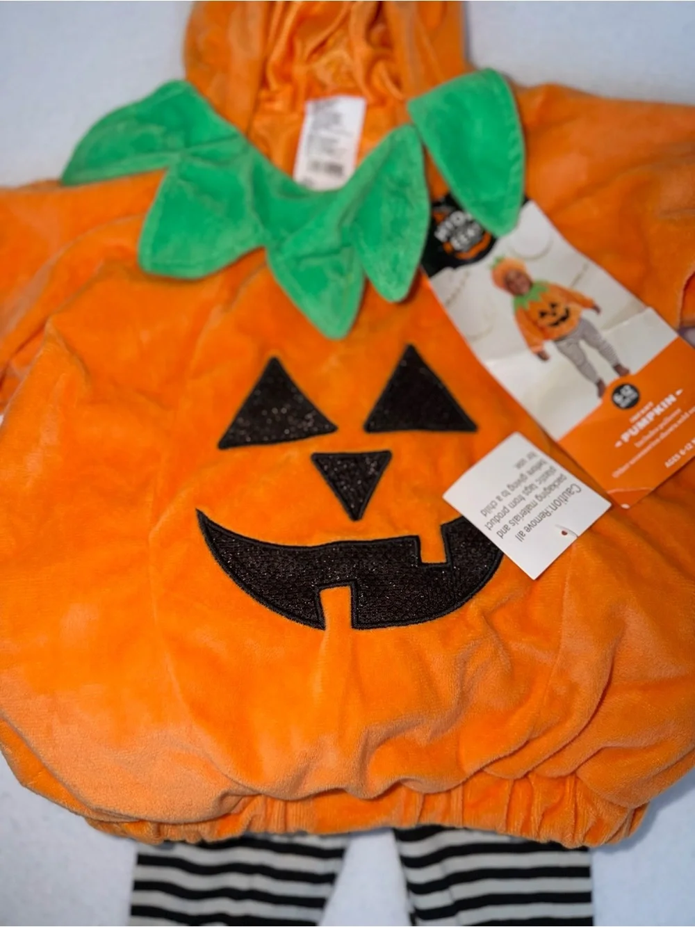 NWT Target Brands Kids Orange Pumpkin Hoodie Costume Jack-O'-Lantern Hole / Face